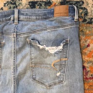 American Eagle super high rise distressed jeans size 16
